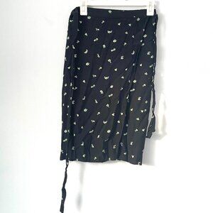 High-Waist Contemporary Floral Wrap Skirt